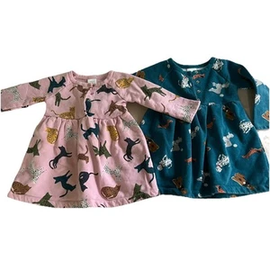 Hanna Andersson Girls Dress Size 2T (85) Twirl Pocket Dogs and Cats Lot of 2 - Picture 1 of 14