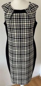 Joseph Ribkoff Kleid Größe 46 Schwarz Creme-Weiß Elastisch Muster Elegant - Bild 1 von 5