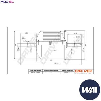 FUEL FILTER DP1110.13.0221 FOR VOLVO S80 XC90/SUV S60 XC70/II/CROSS/COUNTRY 2.0L - Image 1 of 4