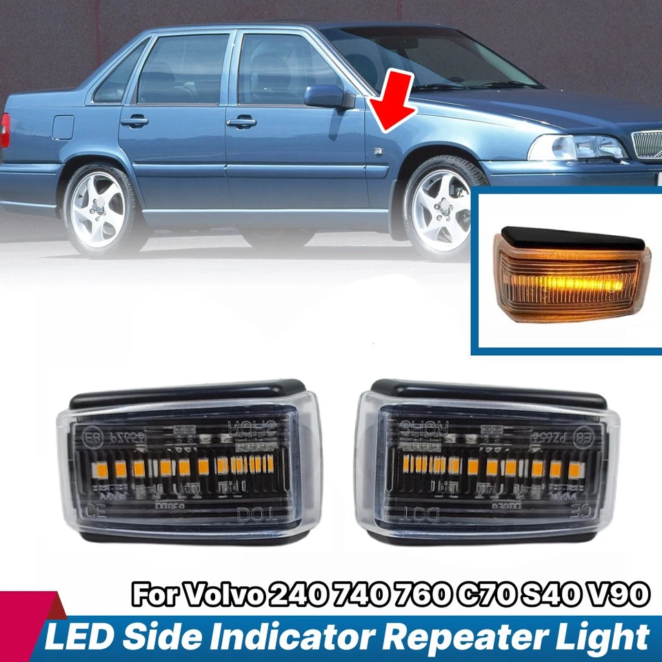 PAR de luces indicadoras laterales LED dinámicas repetidoras para Volvo 240 1984-1993 Foto 1 de 4