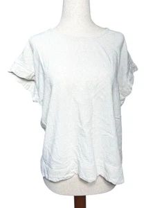 Umgee creme strukturiertes Top klein Lagenlook Boho minimalistisch Crinkle Leinen gewellt - Bild 1 von 8