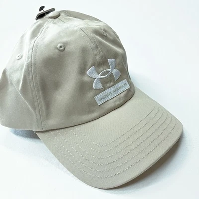 Under Armour Free Fit Hat Mens Adjustable Strapback Stretch Khaki W/White NEW - Image 1 of 4