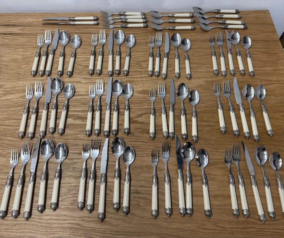 Home Essentials Renaissance Bone 18/10 Stainless Flatware Asst Lot Of 73 - Image 1 of 4