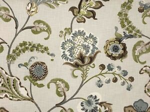 P Kaufmann Jacobean Floral STEEL Home Decor Drapery Pillow Upholstery Fabric BTY