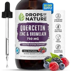 Quercetin with Bromelain & Zinc Liquid Drops -750mg Mixed Berry Flavor - Picture 1 of 5