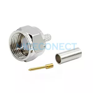 10 pezzi connettore RF spina a crimpatura maschio tipo F per cavo RG179 LMR100 RG316 RG174 - Foto 1 di 3
