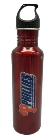 Official MLB Philadelphia Phillies Metal Water Drink Bottle 30 oz/900Ml Capacity Cover