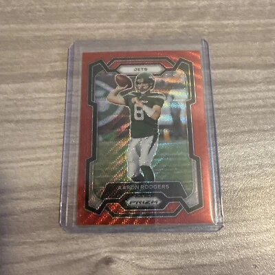 Panini Prizm Football 227 Aaron Rodgers Red Spiral 24/149 New York Jets  - Image 1 of 4
