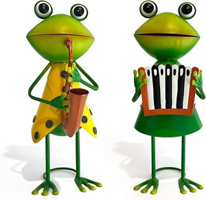 Metal Frog Garden Decor - Metal Frog Outdoor Statue -Funny Garden Frog Decoratio - Picture 1 of 14