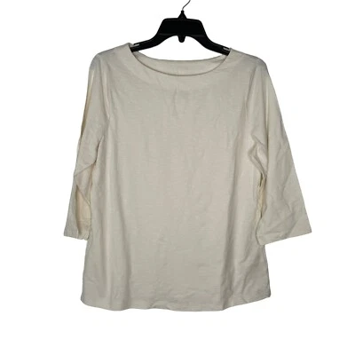 Denim & Co. Essentials Tejido Texturizado Manga 3/4 Cuello Barco Top Marfil Pequeño NUEVO Foto 1 de 4