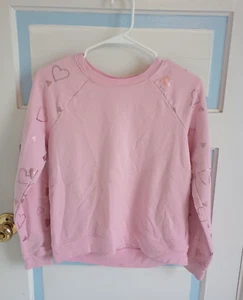 Athletic Works Girl's Fleece Sweatshirt Pink with pink Hearts Size XXL (18) - Picture 1 of 8