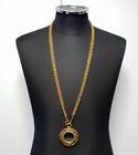 CHANEL Loupe Necklace Coco Mark Vintage Gold Chain Women w/ Tracking from JP