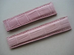 GENUINE CARTIER WATCH STRAP BAND MAT PINK ROSE ALLIGATOR LEATHER 18 /16 mm - Picture 1 of 12