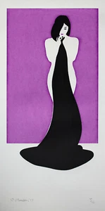 Gothic Girl Screen print handmade original design black purple woman art Goth - Picture 1 of 1