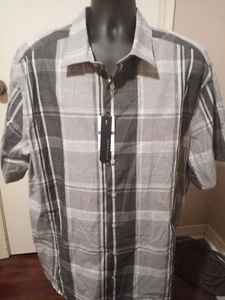 Perry Ellis Principles Men's Short-Sleeve Shirt 2X BIG Gray Plaid NWT $79.50 - Picture 1 of 12