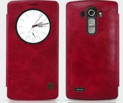 Funda de cuero Nillkin Qin Quick Circle para LG G4 - roja + vidrio templado extra. Foto 1 de 4