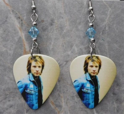 Pendientes de guitarra Jon Bon Jovi con cristales Aqua Swarovski Foto 1 de 4