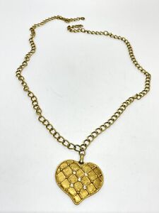 Vintage Gold Tone Quilted Rhinestone 20” Necklace