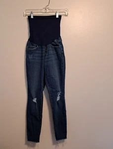 Jessica Simpson Maternity Womens Maternity Jeans With Waistband Distressed XS - Picture 1 of 16