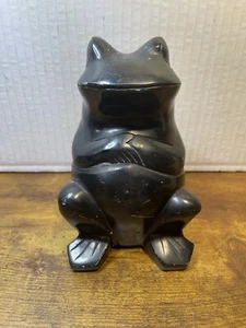 Tapón de puerta de rana de piedra de jabón tallado negro - 6 pulgadas - 4 libras - Imagen 1 de 7