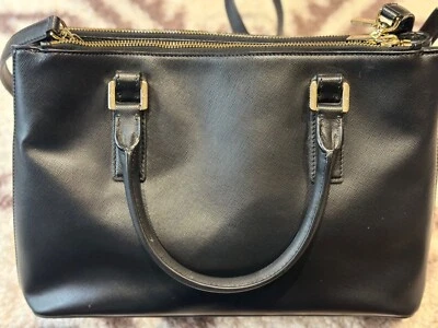 Tory Burch Robinson Double Zip Tote Bag Handbag Satchel Leather  Black - Image 1 of 4
