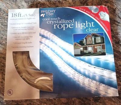 Holiday Time Clear Crystalized Rope Lights 18Ft Set In/Outdoor Christmas NEW - Image 1 of 4