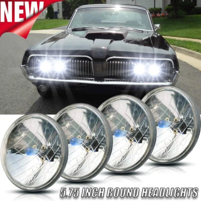 Faros halógenos redondos de 5,75" alto/bajo para Mercury Cougar 1967-76 Monterey Comet Foto 1 de 4