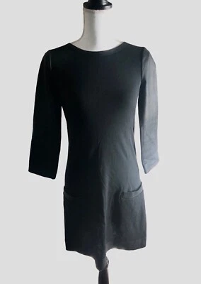 Vestido midi camisa de bolsillo manga 3/4 de cuero de cabra tejido negro THEORY talla P (4-6) Foto 1 de 4