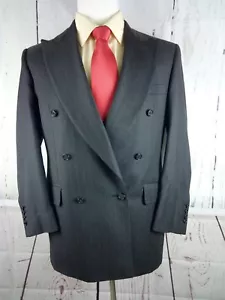 Owens & Morgan Custom Made 41R  Mens Charcoal Striped Surgeon Cuffs Suit Blazer  - Picture 1 of 12