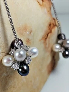 ORECCHINI Arg.925 con PERLE NATURALI MULTICOLOR FW 5,5-6 e SWAROVSKI lunghi 5 cm - Foto 1 di 5