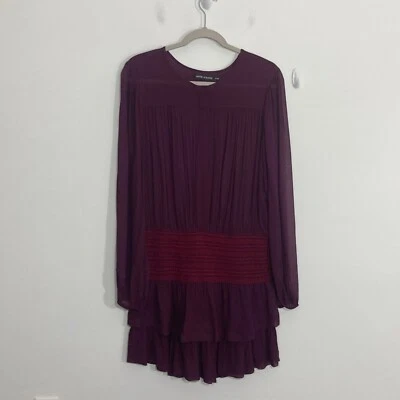 Antik Batik Womens Dress Small Purple Sheer Drop Waist Festival Frawley Mini - Imagem 1 de 4