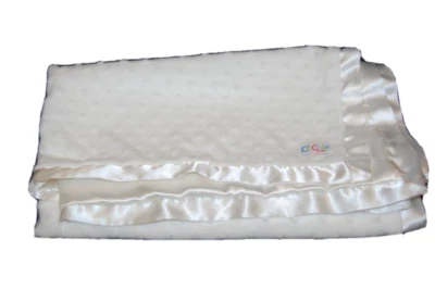 White Minky Velour CoCaLo Baby Dots Bumpy Security Blanket Satin Back Trim Lovey - Image 1 of 2
