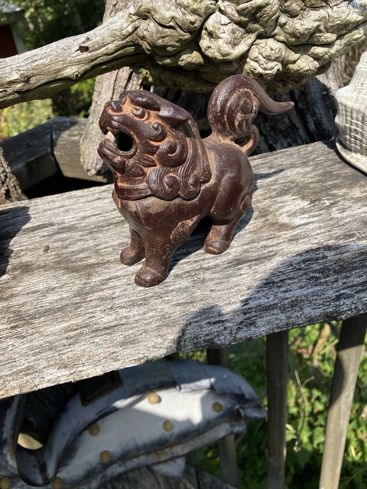 Antique Cast Iron Foo Dog Incense Burner - Image 1 of 4
