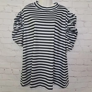 Emery Rose Women's Ruched Sleeve Striped Top Blouse Size 3XL - Picture 1 of 8