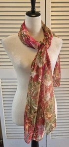 Transparenter Damen rosa Blumen Multifunktions Schal 70” x 25” - Bild 1 von 4