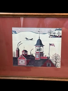 Charles Wysocki "Country Sleigh Ride" Matted Frame Art Americana - Picture 1 of 5