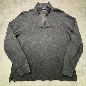 Polo Ralph Lauren Pullover Herren Large grau Estate Rib 1/4 Zip Preppy Pulli - Bild 1 von 8