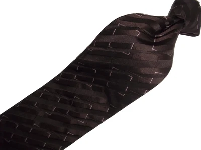[ Black Label Giorgio Armani Coffee Brown Striped woven silk tie L58" x 3.75"W - Image 1 of 4