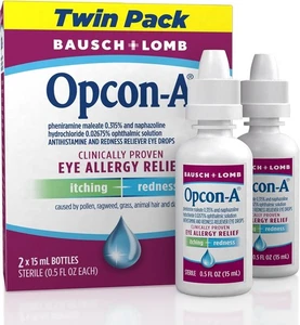Opcon A Eye Drops Pack of 2 Allergy Relief Itchy Red Eyes 0.51 Oz - Picture 1 of 5