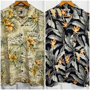 Lot of 2 Tommy Bahama Silk Hawaiian Shirt Men's Large Aloha Tropical Floral - Picture 1 of 8