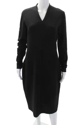 Donna Karan New York Womens Wool V-Neck Long Sleeve Dress Black Size 12 - Image 1 of 4