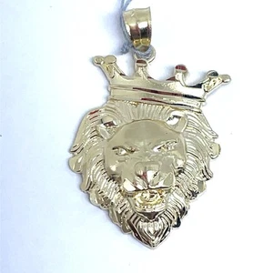 10k Yellow Gold Lion With Crown Pendant 3.84g - Picture 1 of 3