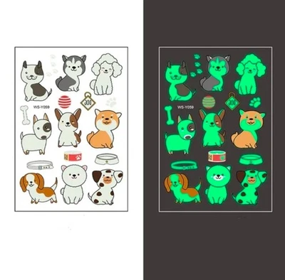 Tatuaje Temporal - Brilla en la Oscuridad Animal Niños Regalo Arte Cumpleaños Fiesta Perro Falso Foto 1 de 4