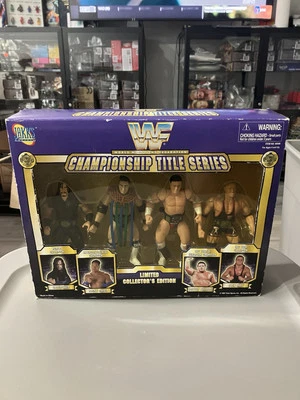 WWF Jakks Championship Title Pack The Rock Undertaker Owen Hart British Bulldog Foto 1 de 4