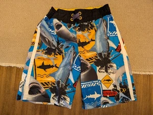 OP swim trunks blue with shark print boys sz s (6-7) - Picture 1 of 5