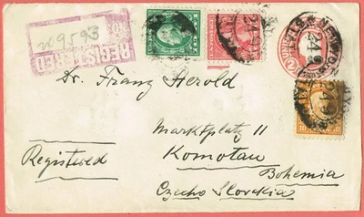 [8019] USA 1921 Cover Registered from Bronx to komotau Czecho Slovakia RARE - Image 1 of 3