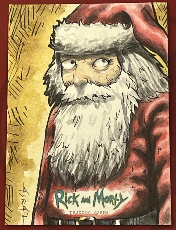 Rick Morty Cryptozoic Season 1 Sketch Card Israel Arteaga 1/1 Santa Claus? Ruben - Image 1 of 4