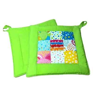 Pair of Quilted Handmade Potholders Bright Colors Border and 9 Block - Picture 1 of 3