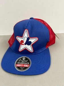 VTG NWT American Needle Montreal Expos Hat Red Blue Baseball Trucker Mens 90s - Picture 1 of 7