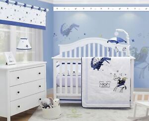 6-Piece Knight Dragon Blue Baby Boy Nursery Crib Bedding Sets By OptimaBaby